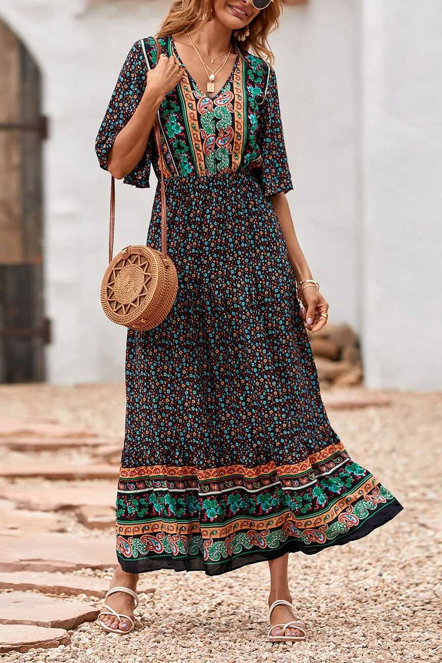 Boho High Waist Long Maxi Dresses freeshipping - PRETTYGARDEN