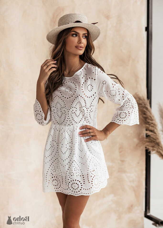 Boho Summer White Hollow Loose Mini Dress Camila - Boho – Boho ...