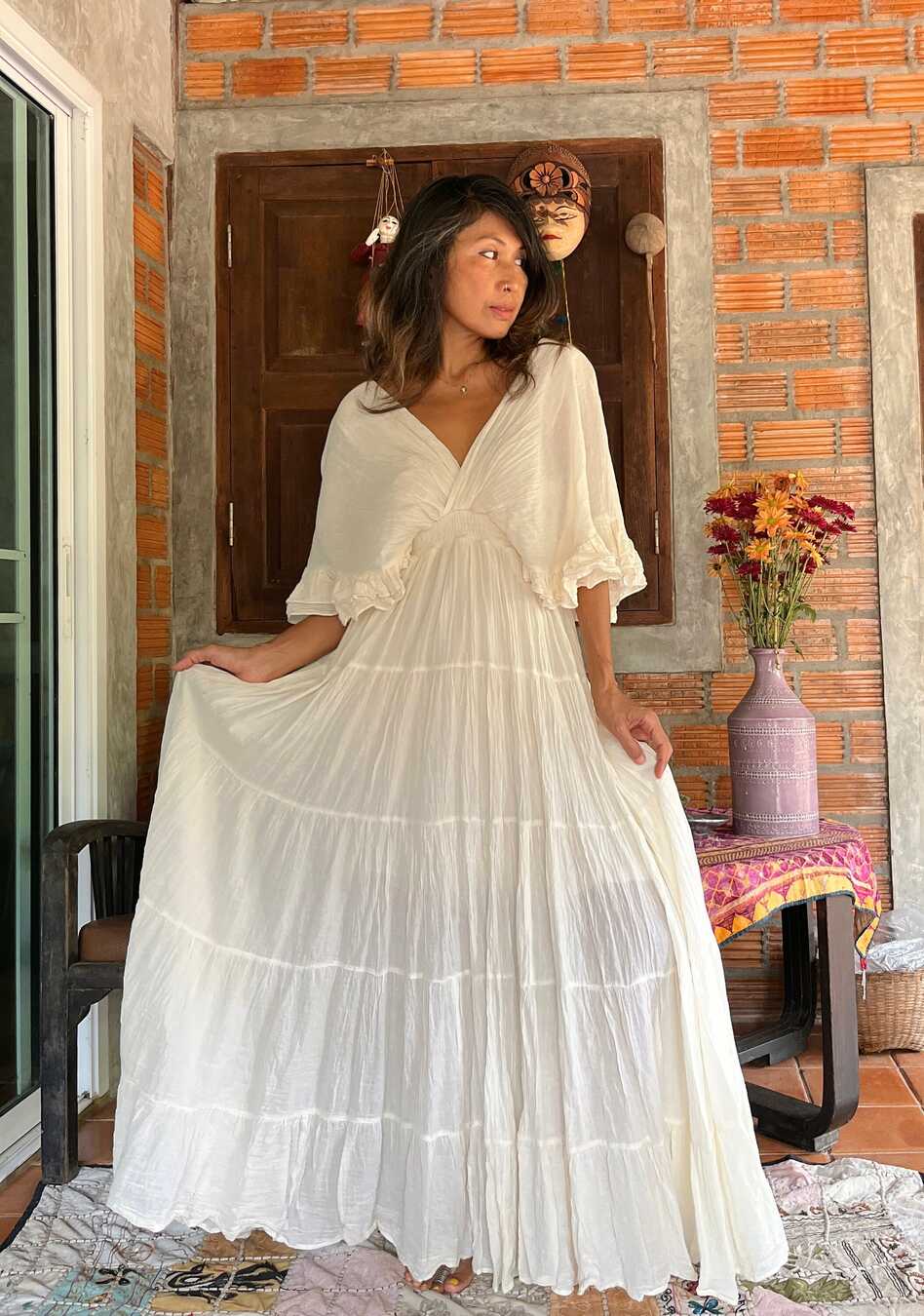 Boho Wedding Dress,maternity for Photoshoot Maxi Dress,cotton Bat ...