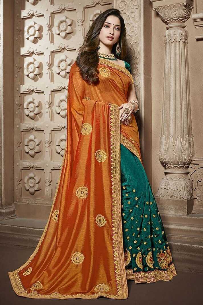 Bollywood Saree Indian Sari Blouse Designer Party Border Wear Silk ...