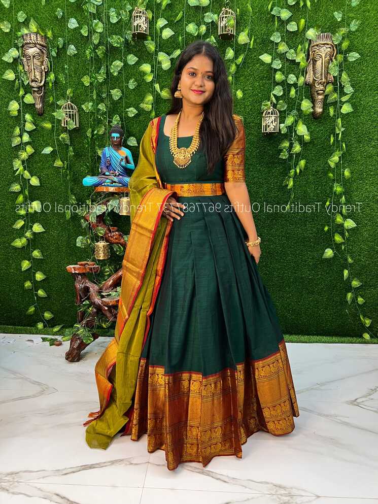 Bottle green with mehendi - Trendy Traditional Outfits