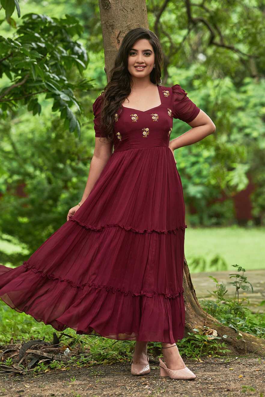 Boysenberry Georgette Frock | Gorgeous Frock online in Inida