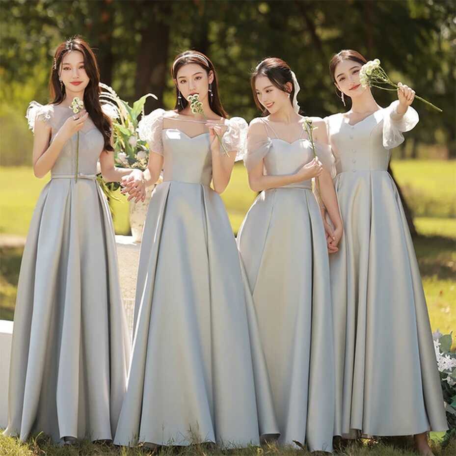 Bridesmaid Dresses Deep V-Neck Lace Up A-Line Simple Elegant Full ...