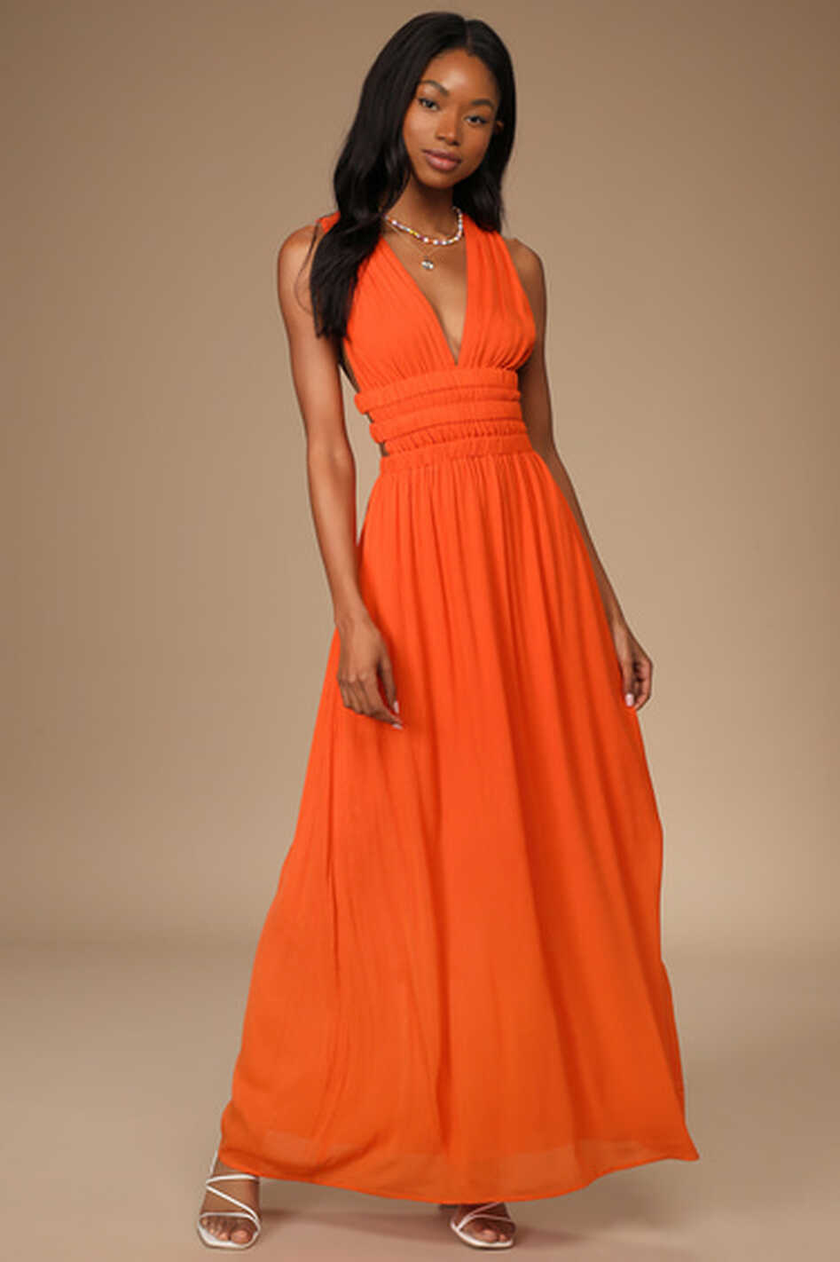 Bright Orange Dress - Cutout Maxi Dress - Low-Cut Maxi Dress - Lulus