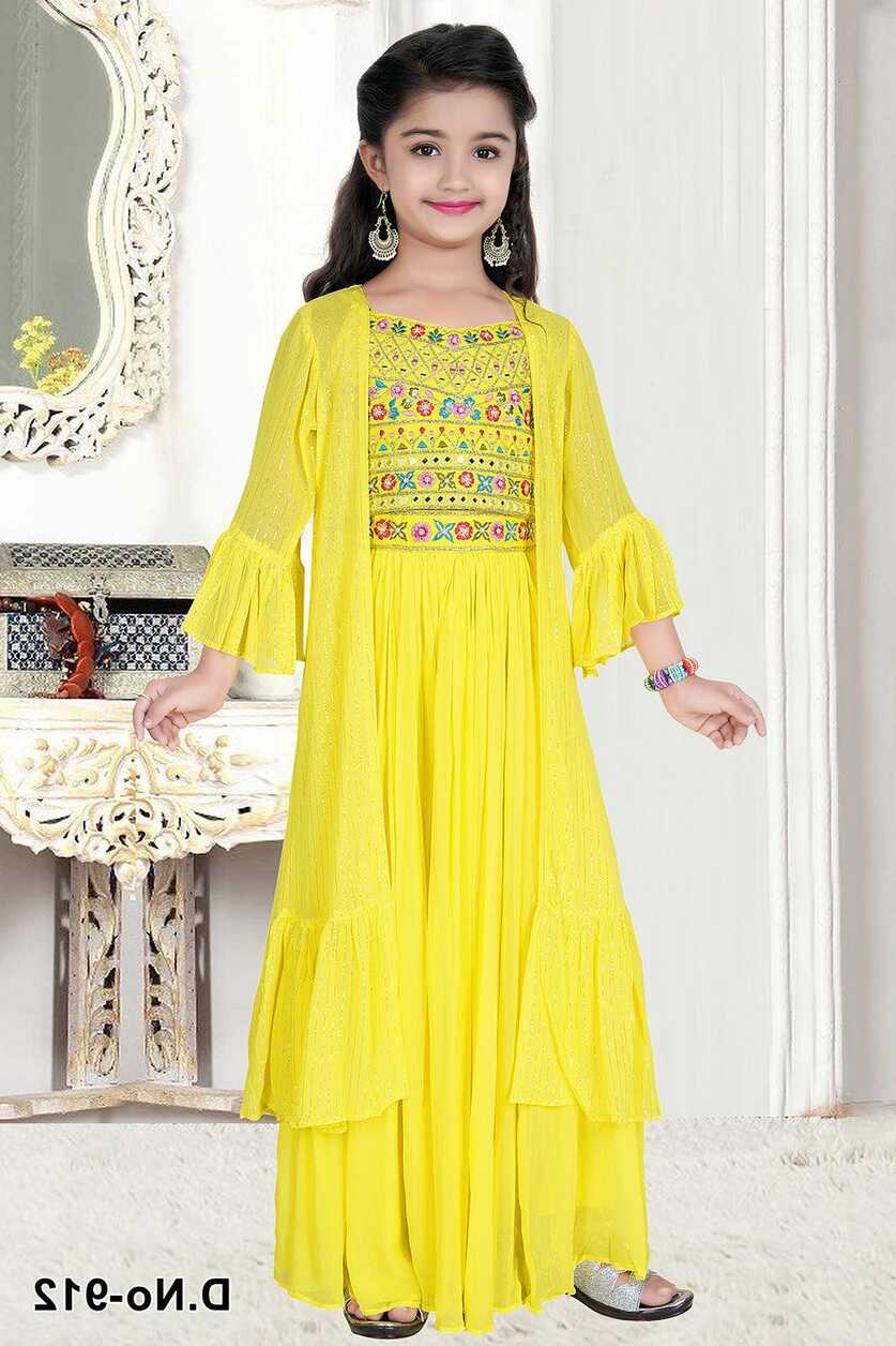 Bright yellow palazzo suit for girls. | Lagorii Kids