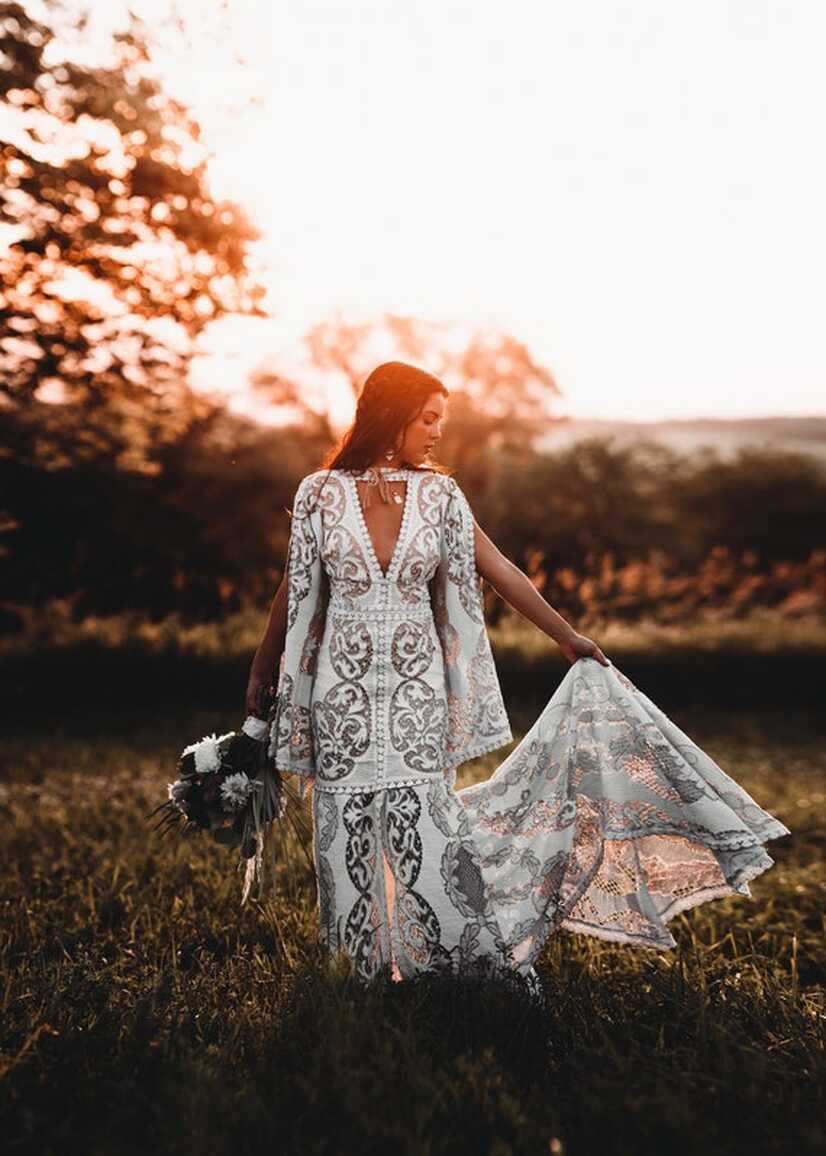 Brittney, Boho Wedding Dress, Bohemian Wedding Dress, Lace Wedding ...