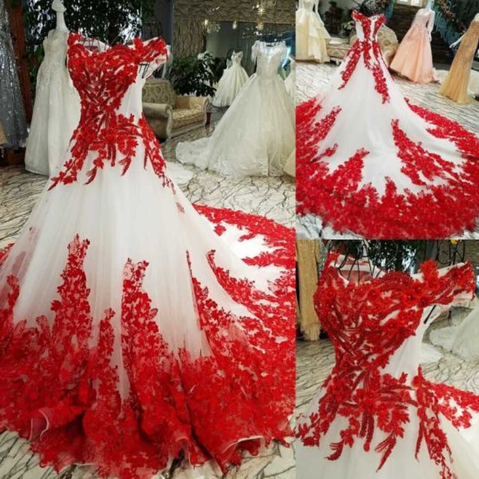 Bulk-buy Lace Ball Gown Red Ivory Color Accent Bridal Wedding ...