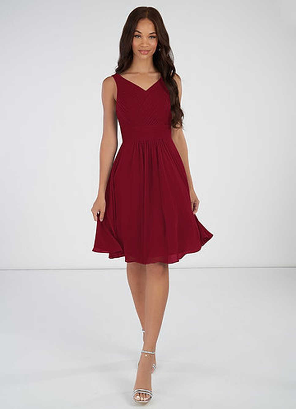 Burgundy Knee Length Bridesmaid Dresses | Azazie