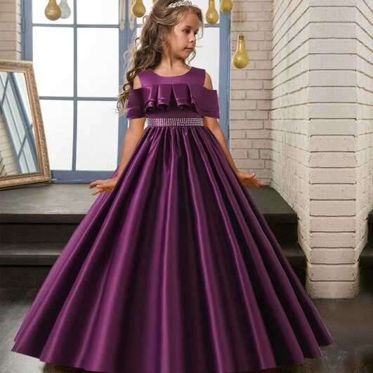 Buy 4-14 Years Sequins Bridesmaid Wedding Dress Kids Dresses For ...