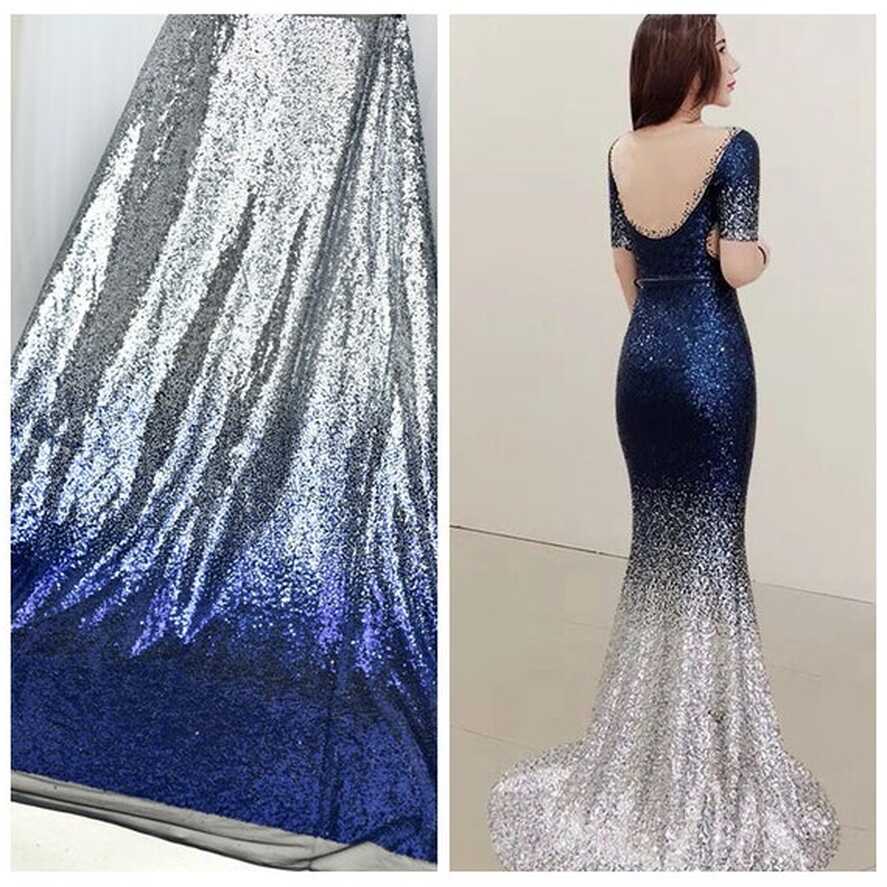 Buy 5 Colors Glitter Gradient Full Sequins Lace Fabric, Gradient ...