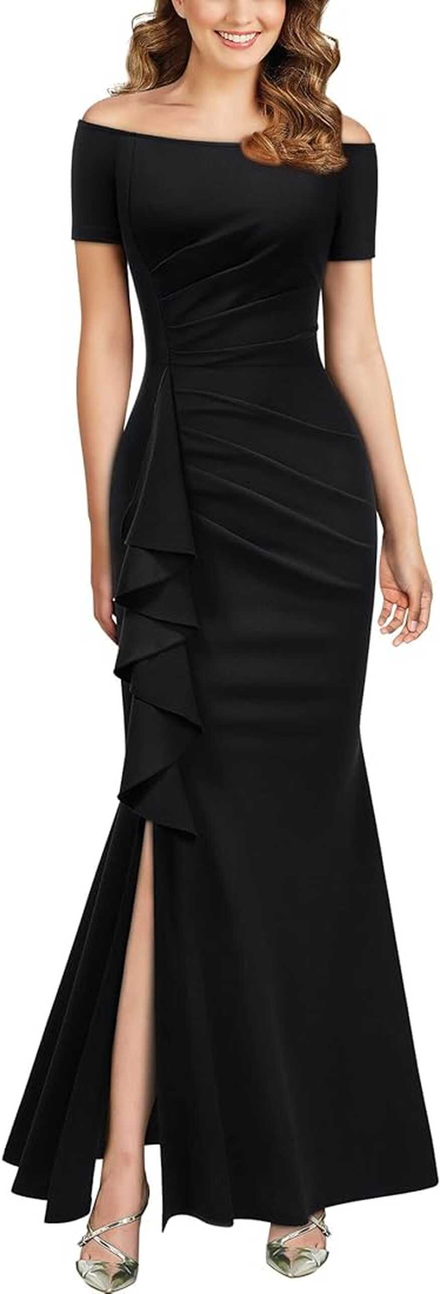 Buy AISIZE Women&#39;s Elegant Off Shoulder Ruffle Formal Evening ...