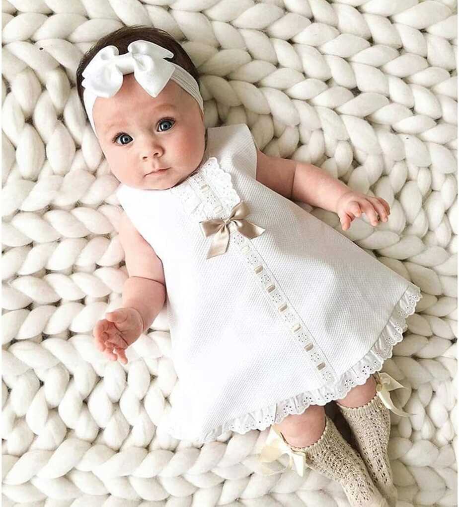 Buy AIYIYA Newborn Baby Girl Dresses Sleeveless White Ruffled Lace ...