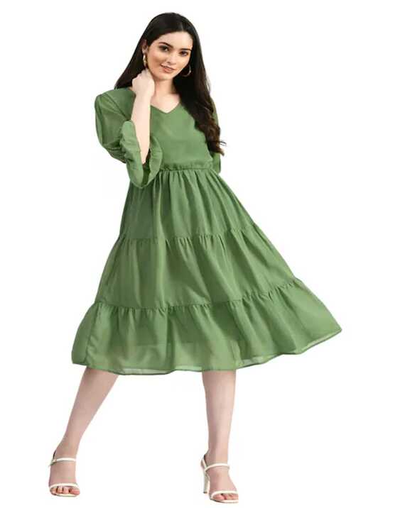 Buy Altiven Western Dresses 3/4 Sleeve for Women V Neck Green ...