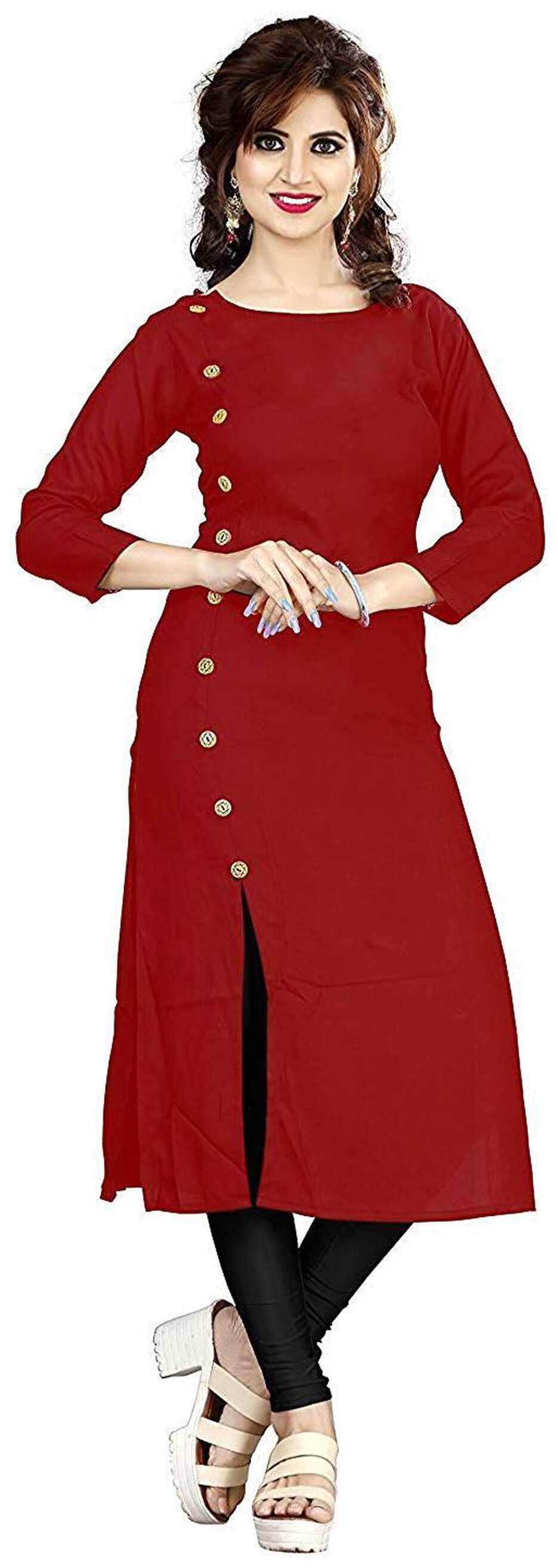 Buy Ample Women&#39;s Rayon Kurti Maroon Online at 60% off. |Paytm Mall