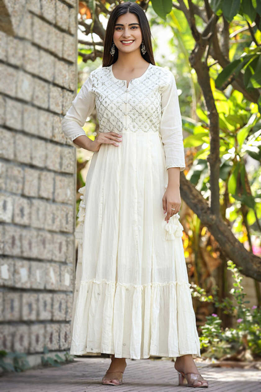 Buy Ankle Length White Casual Wear Indian Plus Size Dresses Online ...