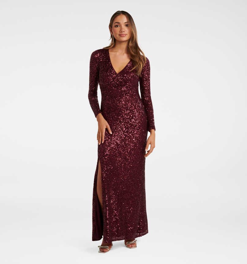 Buy Berry Sequin Laurie Petite Sequin Long Sleeve Gown Online