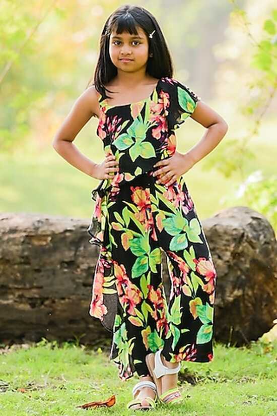 Buy Black Floral Printed Dress for 11-12 Year Girls Online from ...