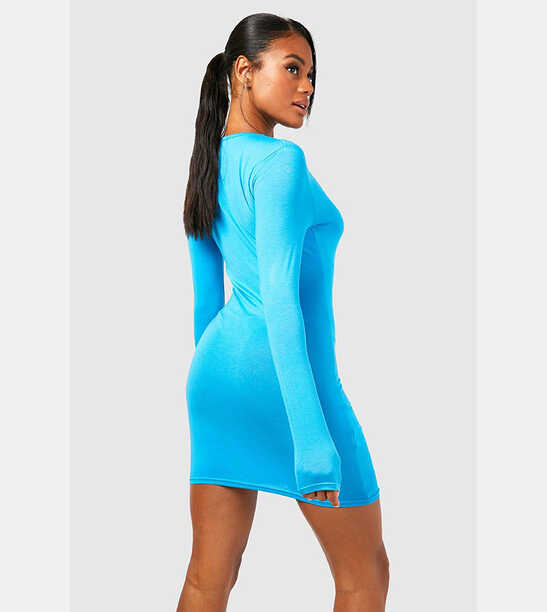 Buy Boohoo Long Sleeves Bodycon Dress In Blue | 6thStreet Qatar