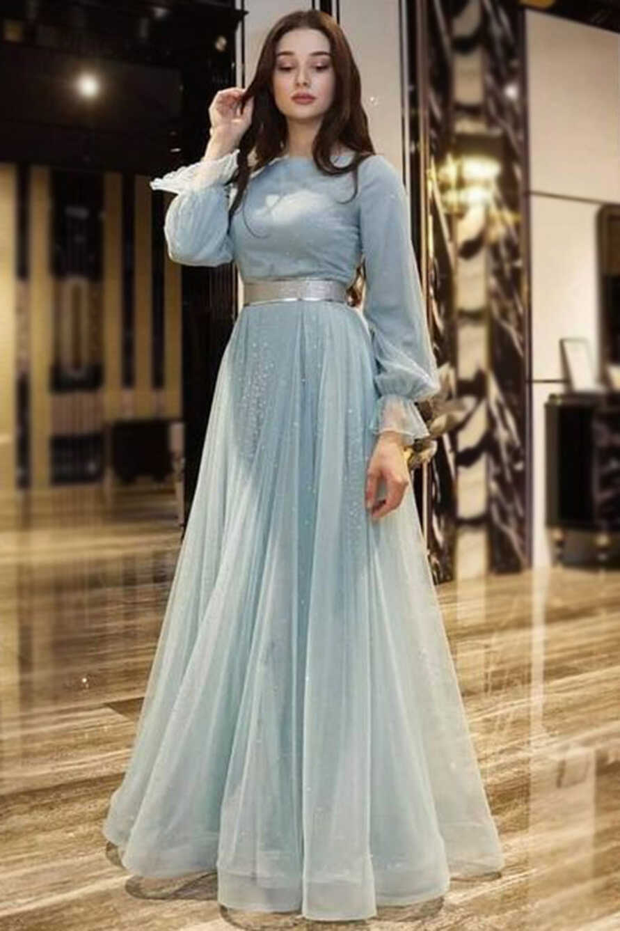 Buy Cheap Asian Prom Suits Net Powder Blue Gown LSTV115197