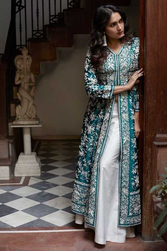 Buy Designer Khadi Cotton Dress With Heavy Khadi Cotton Palazzo ...