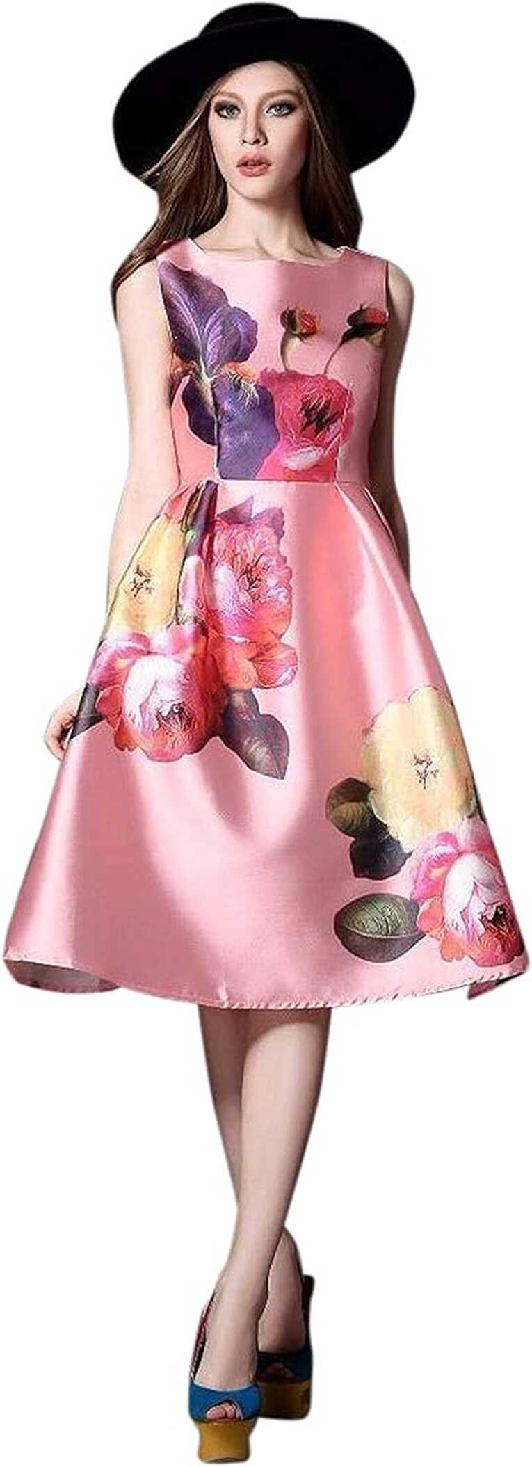 Buy Designer Pink Knee Lengh Satin Dress at Amazon.in