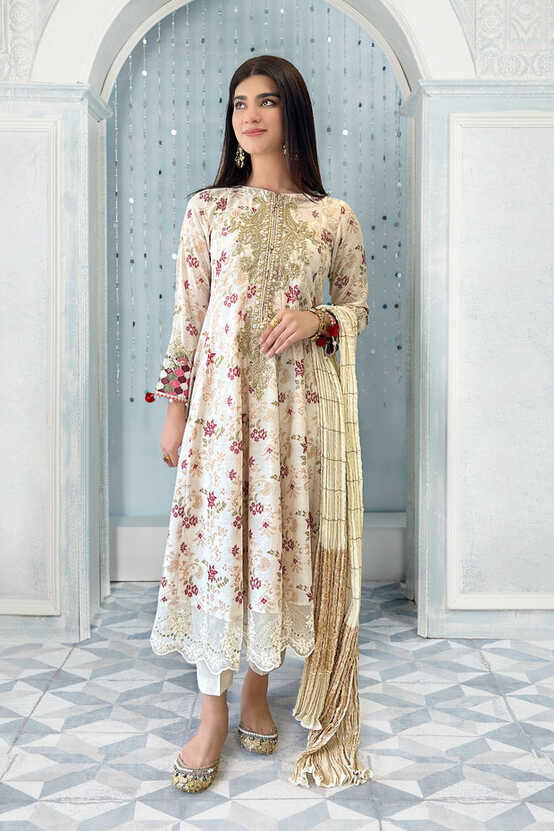 Buy Elegant Pakistani Long Frock with Trousers and Dupatta ...