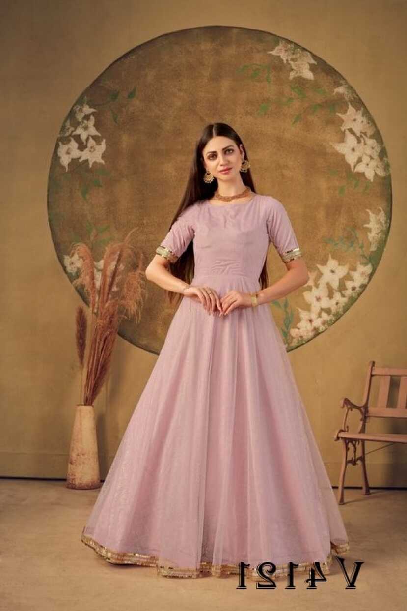 Buy FLORY VOL 16 Anarkali Long Gown In Dusty Pink Color By ...