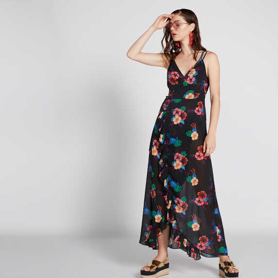 Buy Floral Printed Maxi Dress with Spaghetti Straps | Splash UAE