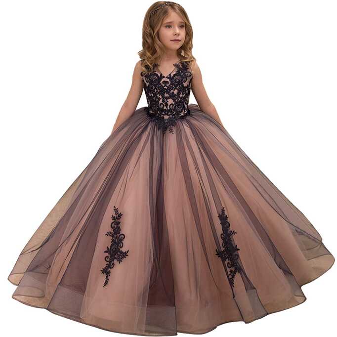 Buy Flower Girl Dress Kids Lace Applique Pageant Ball Gown Prom ...