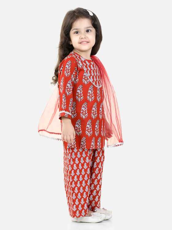 Buy Full Sets Ethnic Wear Pure Cotton Kurti with Pant &amp; Dupatta ...