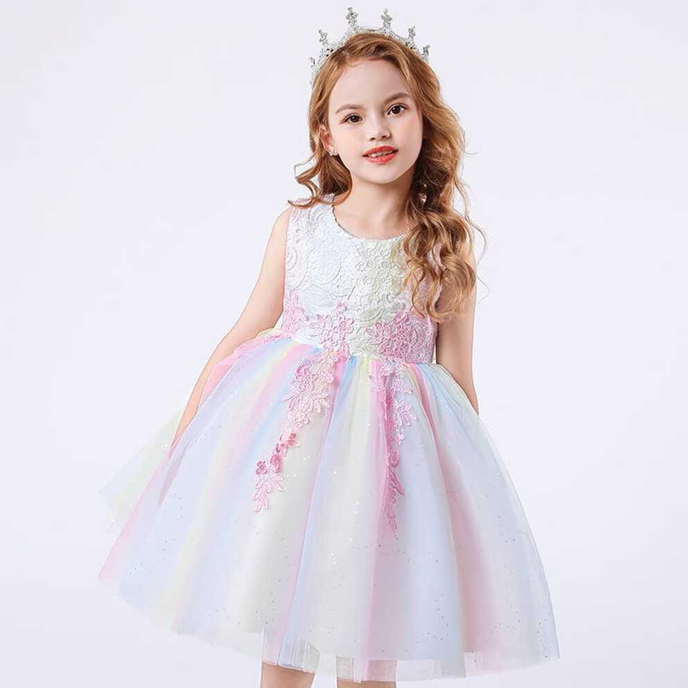 Buy Girl Party Tulle Lace Dress - Rainbow - Fabulous Bargains Galore