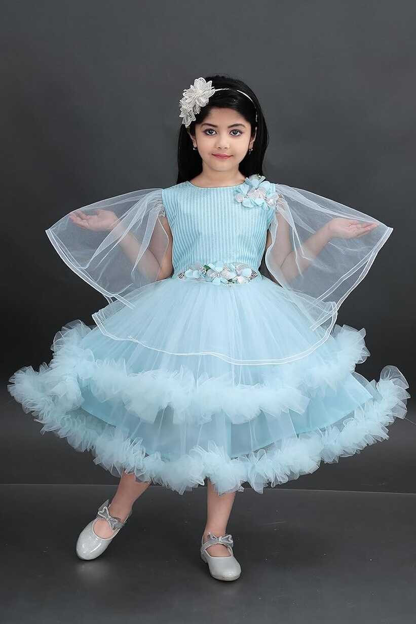 Buy Girls Below Knee Festive and Wedding Dress (2-3 Years, Firoza ...