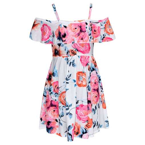 Buy Girls Skater Dress Kids Black Floral Print Summer Party ...