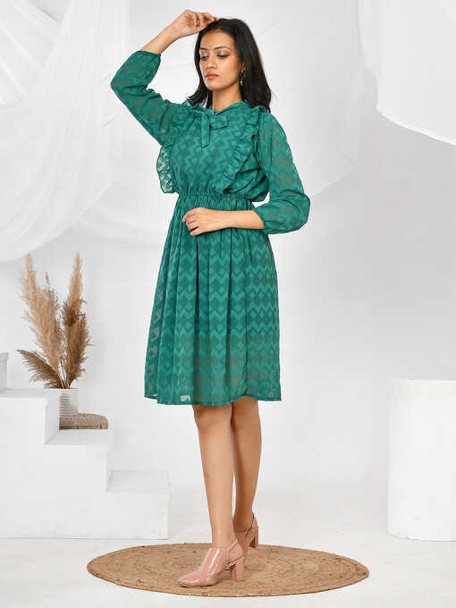 Buy Green Printed Party Wear Western Dresses for Girls &amp; Women ...