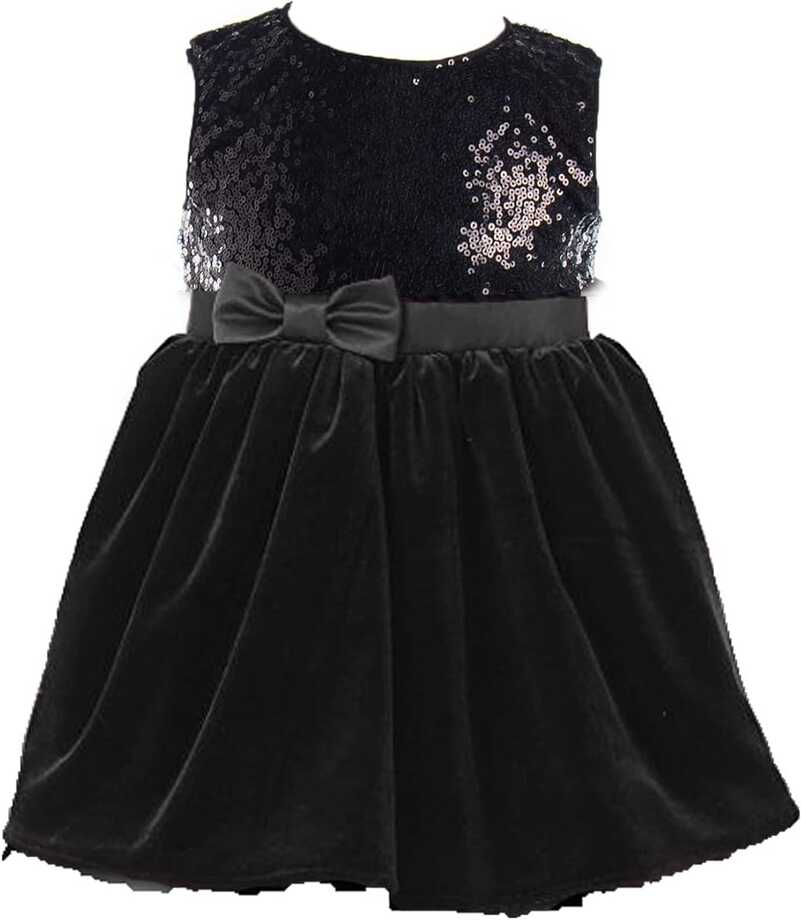 Buy HIBA CREATIONS Black sequence velvet new year dress for baby ...