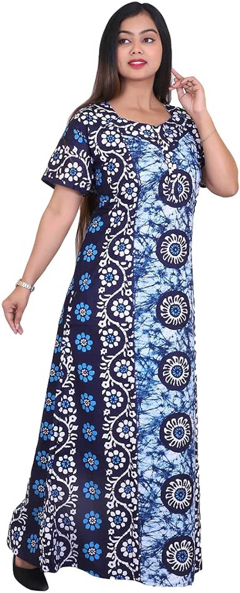 Buy ICC Women&#39;s Pure Cotton Printed Maxi Nighty Regular Ankle ...