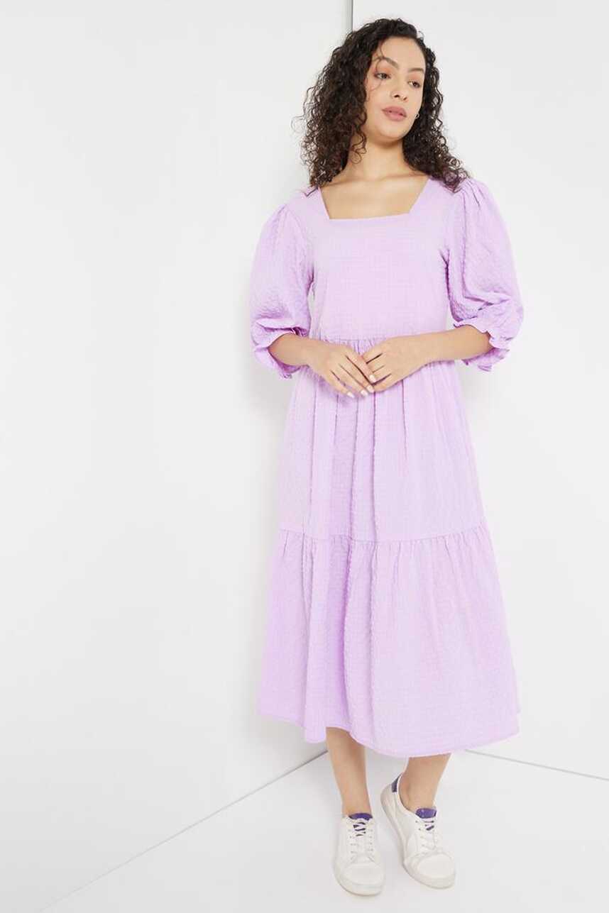 Buy INTUNE Lavender Lavender Casual Midi Dress for Women ...