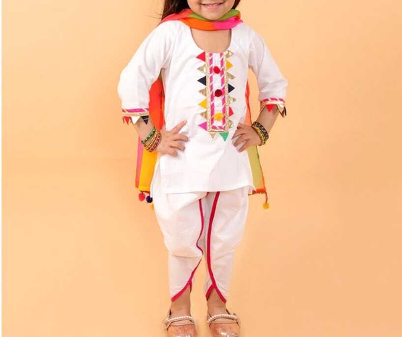 Buy Indian Kids Dress, Salwar Kurta for Girl, White Suit, Patiala ...