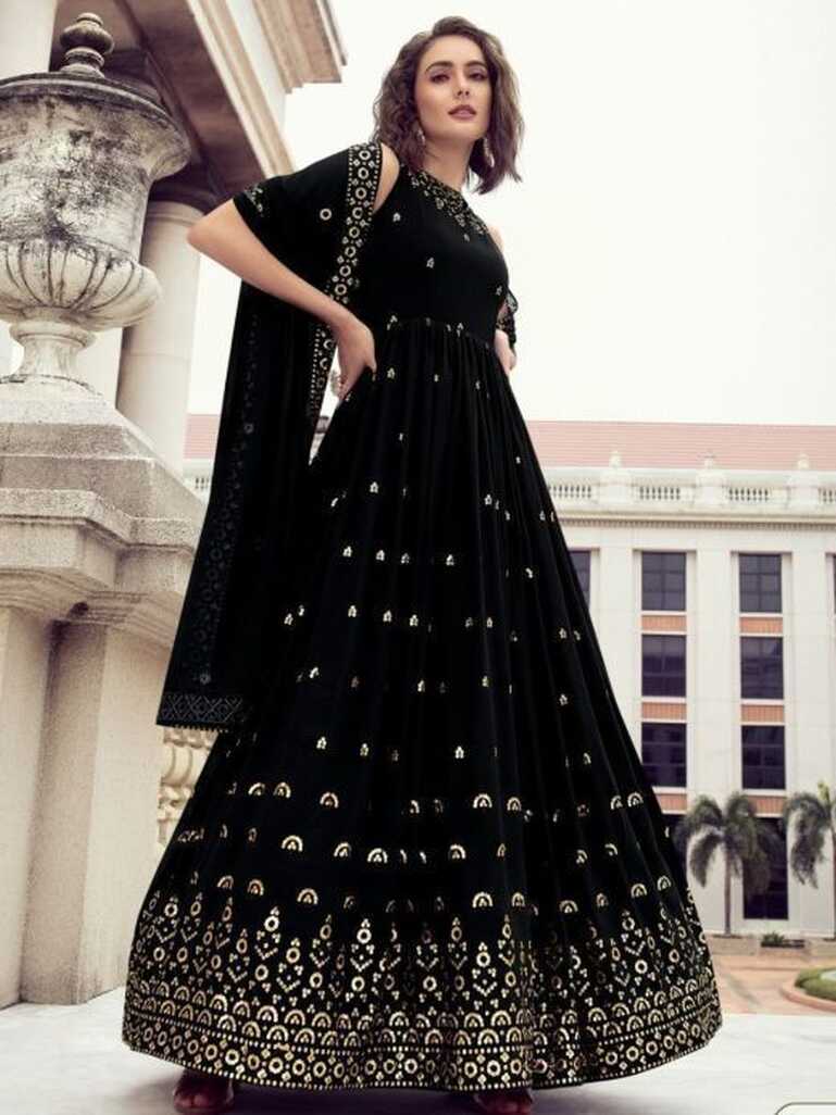 Buy Indian Latest Black Gown Online at Ethnic Plus at Best Price