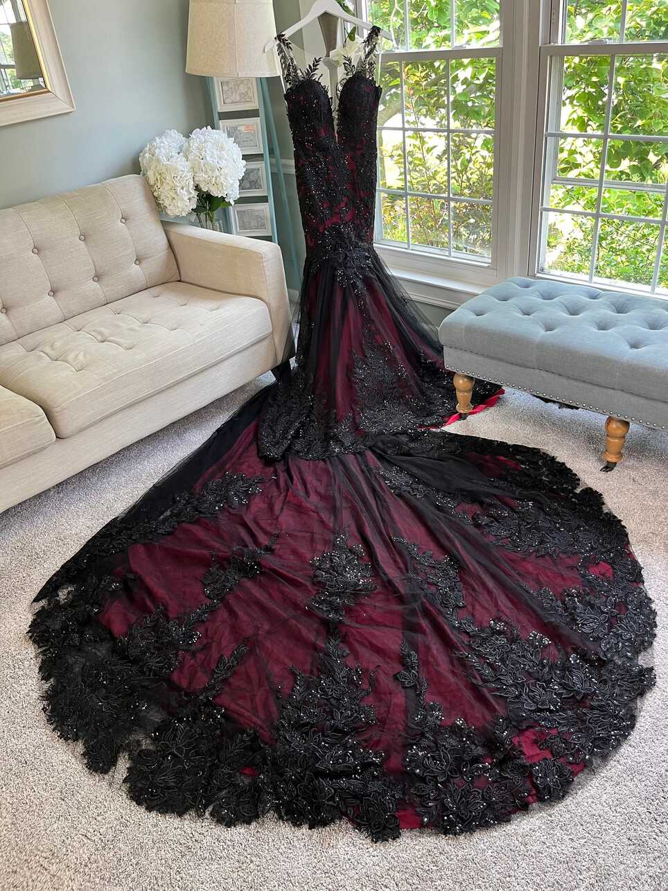 Buy Krista Black and Dark Red Wedding Dress, Gothic Wedding Dress ...