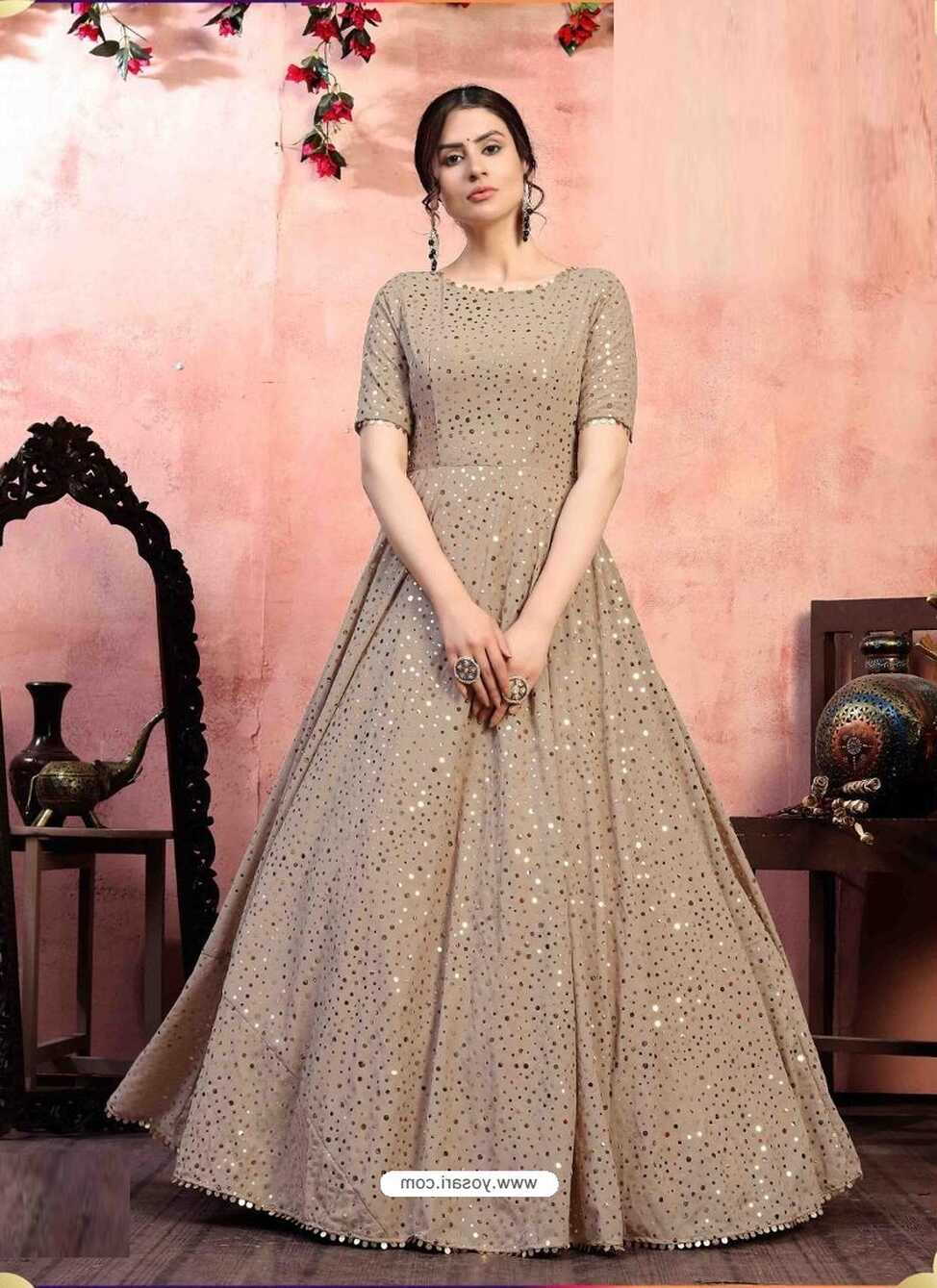 Buy Light Brown Stylish Designer Party Wear Gown | Gowns