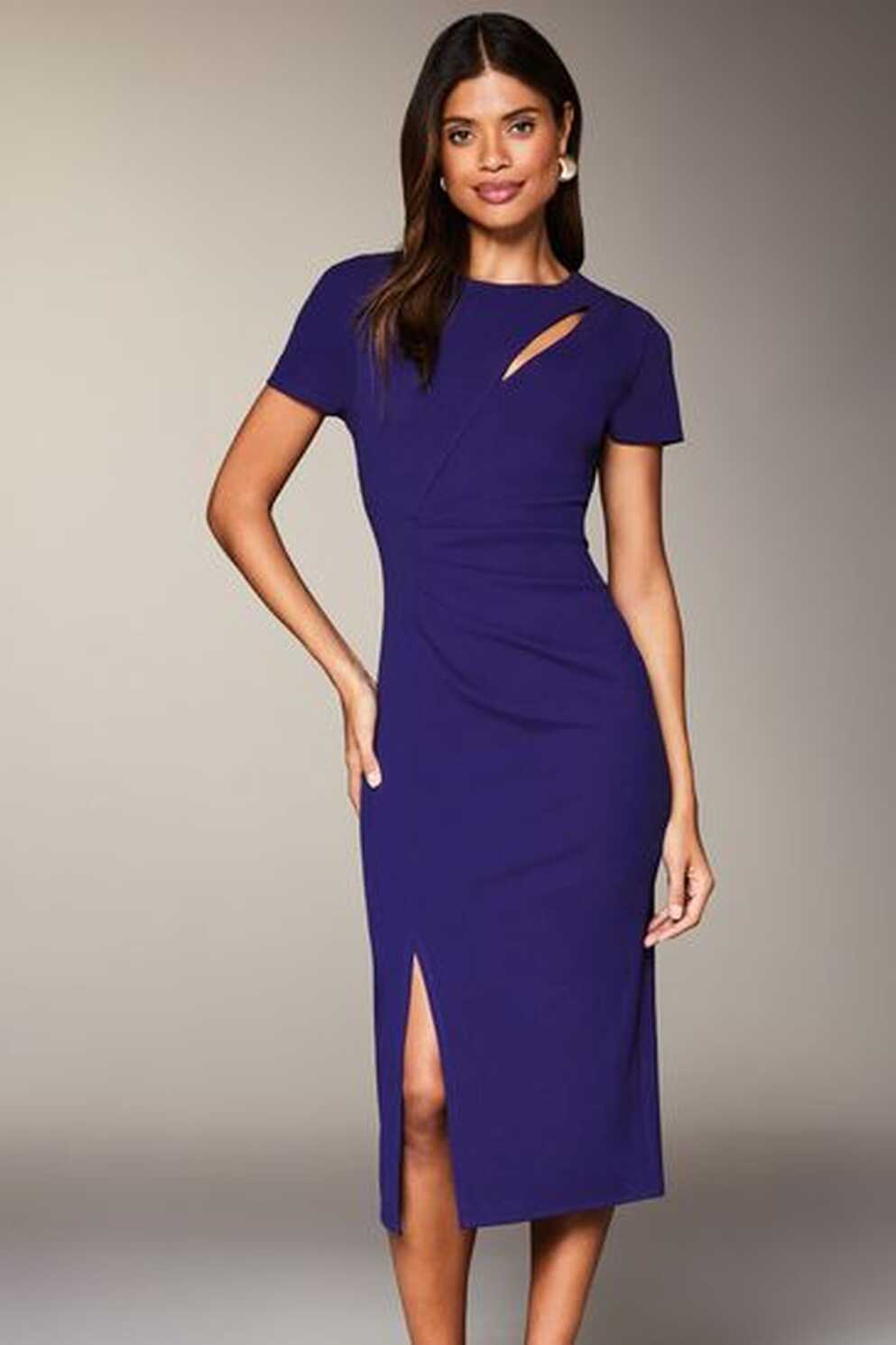 Buy Lipsy Blue Cut Out Ruched Short Sleeve Bodycon Dress from Next ...