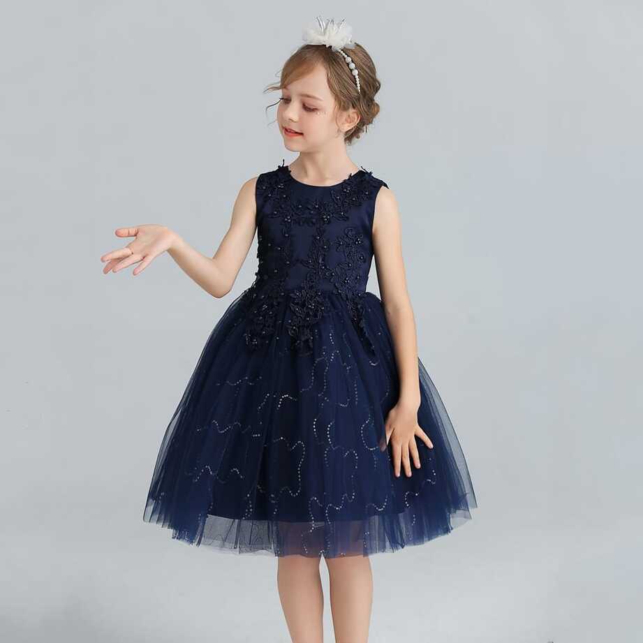 Buy Little Girl Party Dress - Navy Blue - Fabulous Bargains Galore