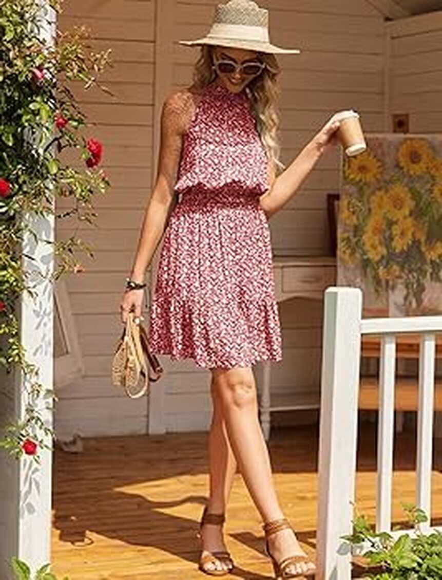 Buy Locryz Summer Dress for Women Casual Floral Sun Dress ...