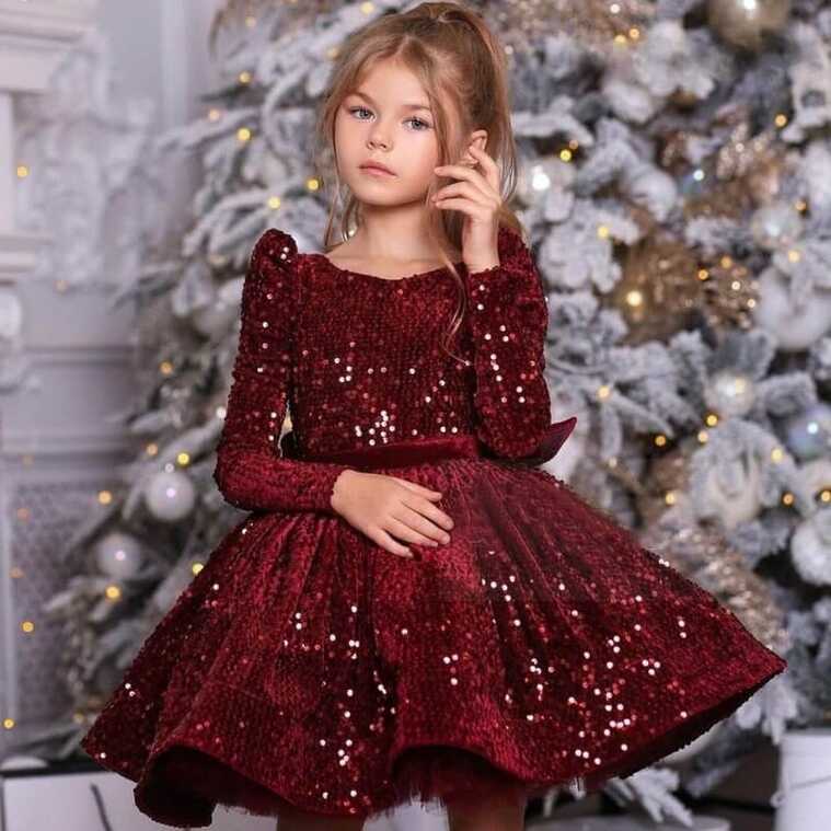 Buy Long Sleeve Girls Red Sequin Dress - Fabulous Bargains Galore