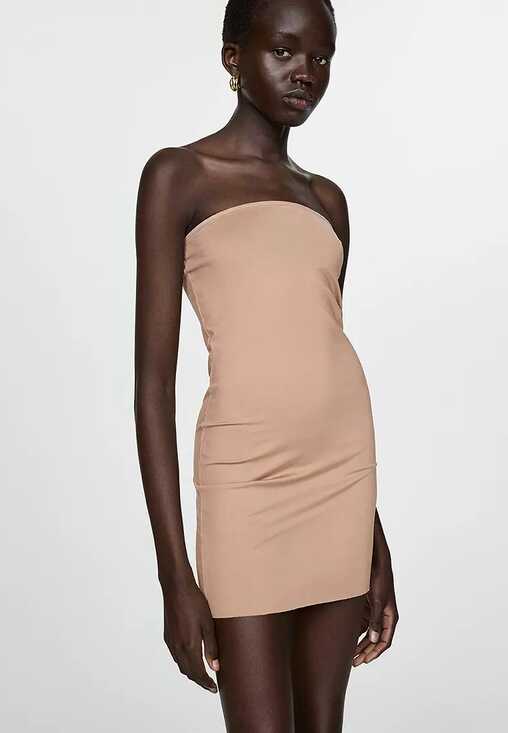 Buy Mango Short Strapless Dress With Lining 2024 Online | ZALORA