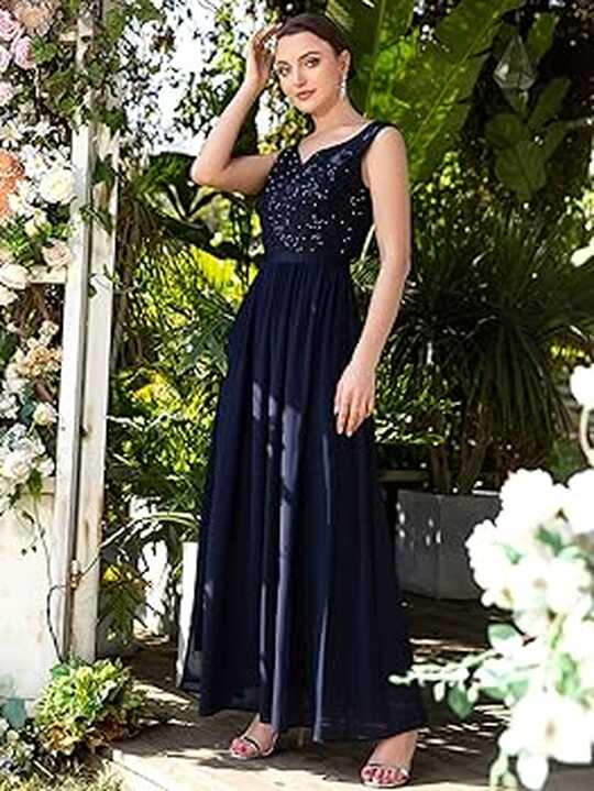 Buy Miusol Women&#39;s Classy Deep V Neck Formal Evening Party Maxi ...