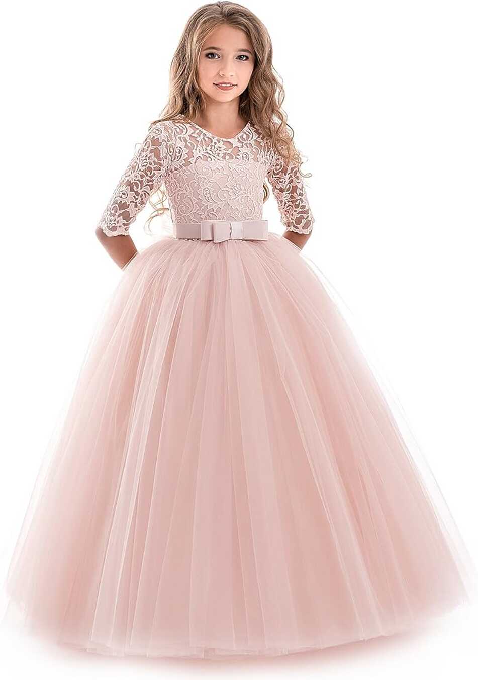 Buy NNJXD Girls Pageant Embroidery Ball Gown Princess Wedding ...