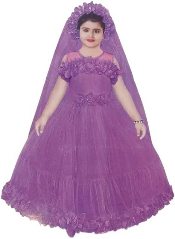 Buy Net Pari Frock Full Stitched Long Purple Gowns Frock with ...