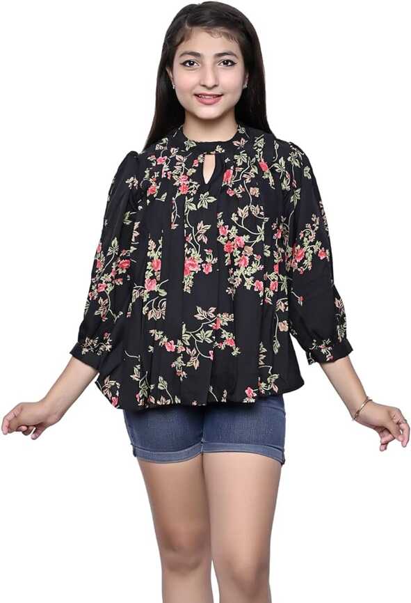 Buy ORIEX THE ORIGINAL FASHION Girls Pleated Flower Design top-63 ...